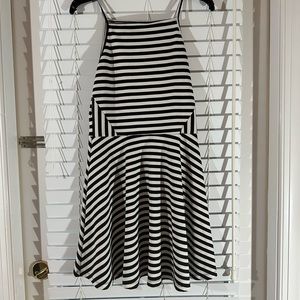 Classic Black & White Striped H&M Divided Flare Dress, Size 8